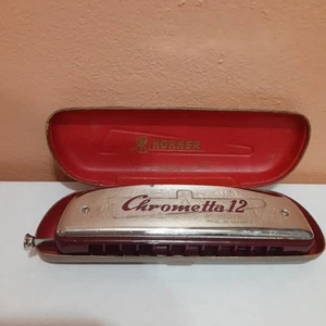 Vintage Hohner Chrometta 12 Slide Harmonica Key C Germany with Case - Picture 1 of 8