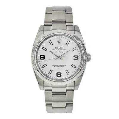 Rolex Air King acero inoxidable esfera blanca 34 mm reloj automático para hombre 114210 Foto 1 de 4