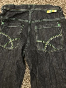 Vintage 5ive Jungle Baggy Jeans schwarz Y2K bestickt Denim weites Bein 36x28 - Bild 1 von 7