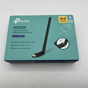 TP-Link Archer T2U Plus AC600 USB WiFi Adapter Dual Band 5dBi High Gain Antenna - Picture 1 of 2