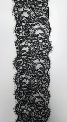 Borde de encaje francés negro de lujo - 5,5 yardas x 8 pulgadas - Calidad de alta costura Foto 1 de 2