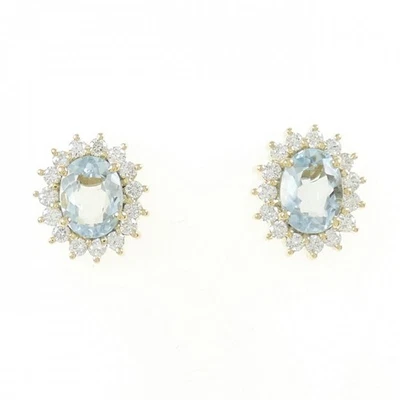 Autentici orecchini acquamarina K18YG #260-007-382-9645 - Immagine 1 di 4