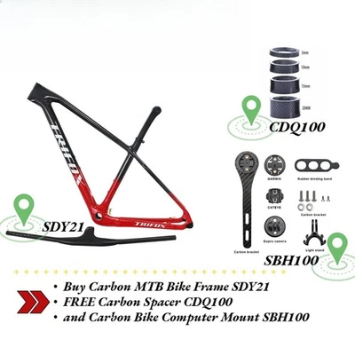 MTB Bicycle Carbon Frame CDQ100 Spacer SBH100 Computer Mount Hardtail Frame - Image 1 of 4