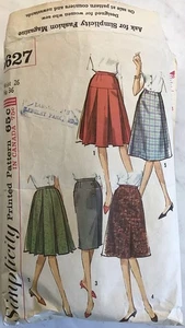 Simplicity Sewing Pattern 5627, 5 Skirts, Waist 26 Hip 36, Cut, 1964 Vintage - Picture 1 of 2