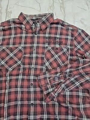 Harley-Davidson Genuine Embroidered Checkerboard Red Black Flannel Men's 2XL - Image 1 of 4