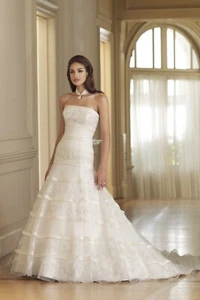 MON CHERI 110201 Bridal WHITE Strapless BEADED Gown WEDDING Dress SZ10 NEW/TAGS - Picture 1 of 18