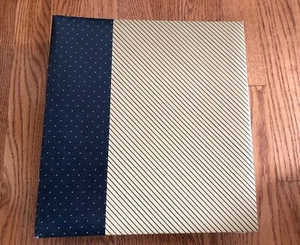 Vintage dunkelblau hellbraun Streifen Punkte Fotoalbum Lift selbstklebend 3 Ringe 50 Blatt 100 Seiten - Bild 1 von 12