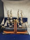 Cutty Sark Ship Bookends Modeled After British Clipper Ship Built in 1869 VTG