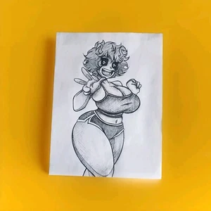 Obra de arte original tinta sobre papel. Apx 8 por 10 escotilla cruz figura femenina Valverde - Imagen 1 de 1