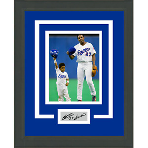 Framed Vladimir Guerrero Jr. & Sr. Facsimile Engraved Auto Baseball 14x17 Photo