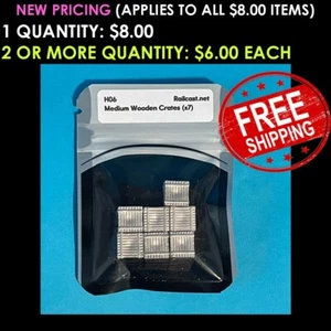 HO Scale (Pack Of 7) Medium Wooden Crates White Metal Castings Model Railroad - Picture 1 of 3