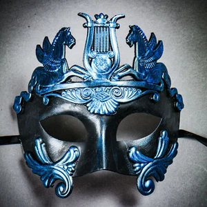 Venezianischer Maskenball Party Gesichtsmaske für Halloween Männer Pegasus Maske blau - Bild 1 von 12