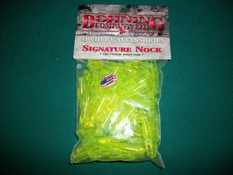 25 Pack Bohning Signature Arrow Nocks Lime fits Easton beman Gold Tip