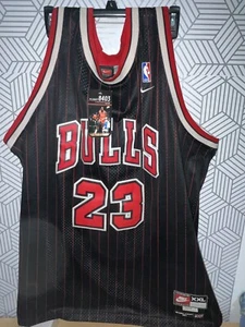 Chicago Bulls OG 23 Michael Jordan 1998 Nike Flight XXL Black Pinstripe Jersey - Picture 1 of 7