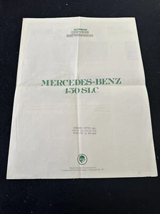 1973 Mercedes Benz W107 450SLC Reprint Article Catalog 73 450 SLC Sales Brochure - Picture 1 of 5