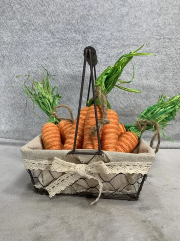 Metal Wire Basket W/ Fake Carrots Cover
