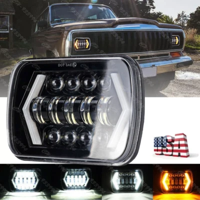 For Jeep Cherokee XJ 1984-2001 Wrangler YJ 1986-1995 5x7" 7x6 Led Headlight Halo - Image 1 of 4