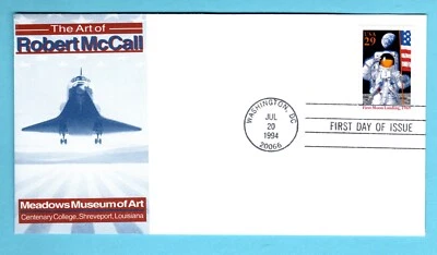 25th Anniversary First Moon Landing July /20/1969 Colorful Robert McCall cachet - Image 1 of 2