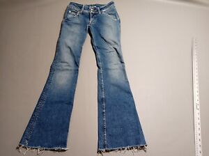 Marciano Womens Jeans 27 Blue Boot Leg Raw Fringe Hem Distressed Stretch Denim