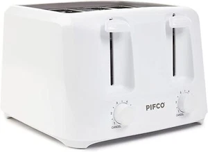 PIFCO 4 Slice White Toaster Variable Browning Dual Control Setting Toaster 1400W - Picture 1 of 2