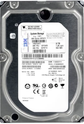Hard IBM 00Y2425 00Y5716 ST3000NM0023 3TB 7200U/Min 128MB SAS-2 3.5'' Inch - Image 1 of 3