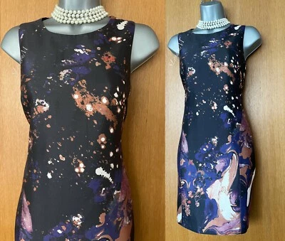 Karen Millen 12 UK Satin Spice Imprimé Casual Travail Habillé Tunique Mini Robe - Photo 1/4