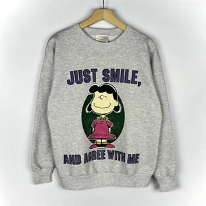 Sudadera vintage de dibujos animados Lucy Peanuts "Just Smile And Agree With ... - Imagen 1 de 13