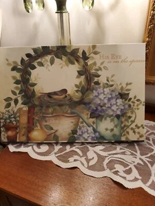 His Eye is on the Sparrow Wrapoed Canvas Wall Art Print, Bird Decor 18 x 12 EUC - Picture 1 of 9