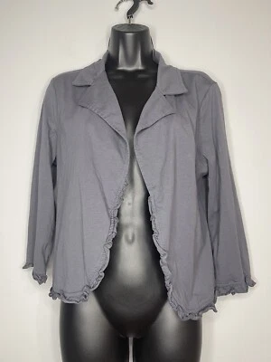 Grace Karin Jacket Womens Large Gray Open Front 3/4 Sleeve Collar Lightweight - Image 1 of 4