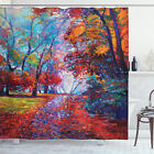 Painting of Park in the Fall Earth and Trees Nature Print Shower Curtain Set