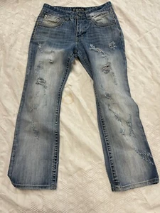 CJ Black Premium Mens Jeans Low Rise Boot Cut Distressed 30/30 FREE SHIP IN USA - Picture 1 of 8