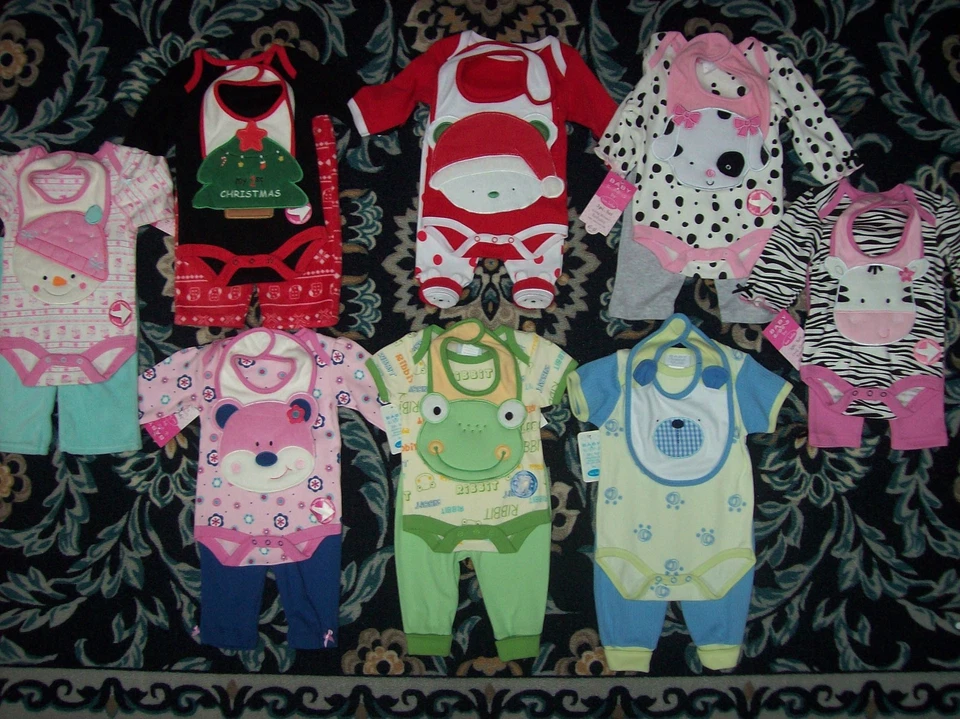 Bon Bebe 3шт комплект боди нагрудник брюки S M L различных цветов дизайнов новый  - Изображение 1 из 1