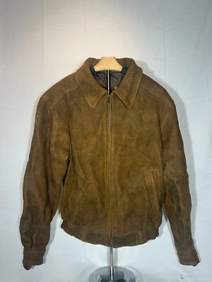 Винтажная мужская кожаная куртка на молнии Winlet коричневая размер M - Изображение 1 из 4