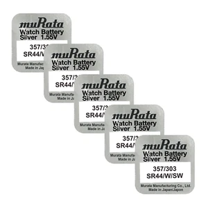 5 Murata 357/303 SR44 Batteries Silver 1.55V Watch Battery 1BL Exp 2025/04 - Picture 1 of 11