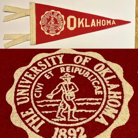 Vintage Oklahoma Sooners University Mini Pennant 3.5x8.75 Norman OU Cover