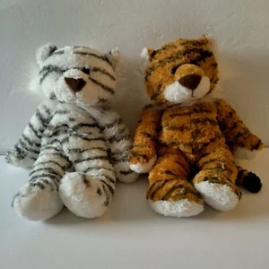 Peluche giocoso vintage 1988 Chrisha Creations lotto di 2 tigri a righe bianco-marrone - Foto 1 di 12