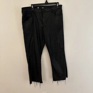 Kut From The Kloth Kelsey High Rise Ankle Flare Raw Hem Black Pant Size 14 - Picture 1 of 5