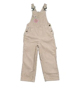 Vintage NO Kidding Corduroy Jumpsuit Small Girl Size 4 Beige Flower - Picture 1 of 5