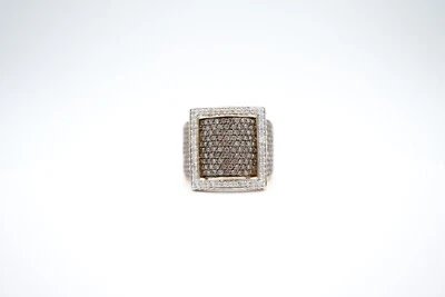 14K Two Tone Gold Champagne and White Diamond Buckle Ring - Image 1 of 4