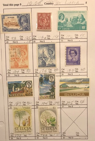 10 Used And MH From St Lucia. Approx Value: $10.00 Cover