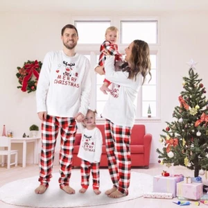 Christmas Pajamas Family Matching Pajamas Nightwear Elk PJs Set For Dad Mom Kids - Picture 1 of 17