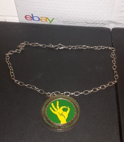 WWE John Cena Approved Spinner Pendant Necklace, Wrestling Green/Yellow Chain Cover