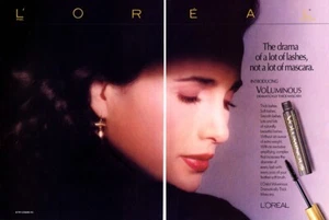 1991 L'oreal Andie MacDowell maquillaje máscara de 2 páginas anuncio de revista - Imagen 1 de 1