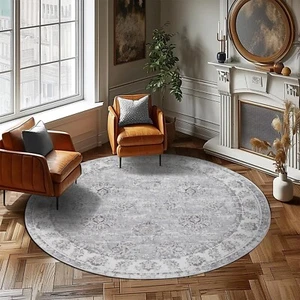 jinchan Round Rug 4ft Area Rug - Indoor Vintage Hallway Circle Rug 4' Round -... - Picture 1 of 6