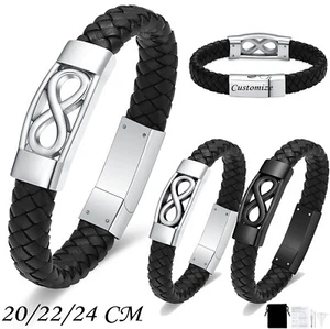 Infinity Women Men's Cremation Urn Bracelet for Ashes Leather Cuff Urn Bracelet - Picture 1 of 38