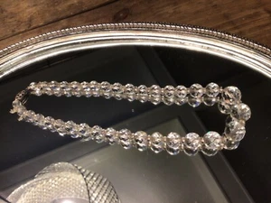 Vintage Graduated Faceted Crystal Bead Choker Necklace w/ Sterling Silver Clasp  - Picture 1 of 12