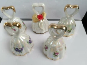 Lot Of 4 Porcelain Hand Painted Bells  - Picture 1 of 4