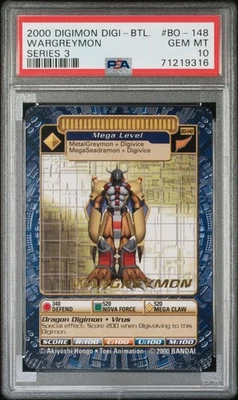 WARGREYMON Digi-Battle Card Series 3 BO-148 PSA 10 Gem Mint Gold Digimon POP 7! - Image 1 of 3