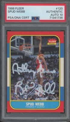 1986 Fleer #120 Spud Webb RC Rookie Signed Anthony Gem Mint PSA DNA 10 Auto - Image 1 of 2