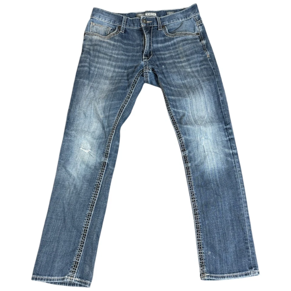 Мужские джинсы BKE с пряжкой Mason Taper 31R 31x30 синие эластичные искусственно состаренная джинсовая ткань ковбойские - Изображение 1 из 4